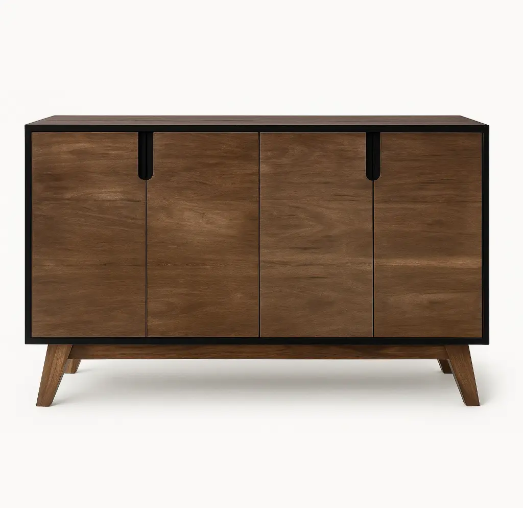 Mueble de guardado laquedo con puertas laminadas