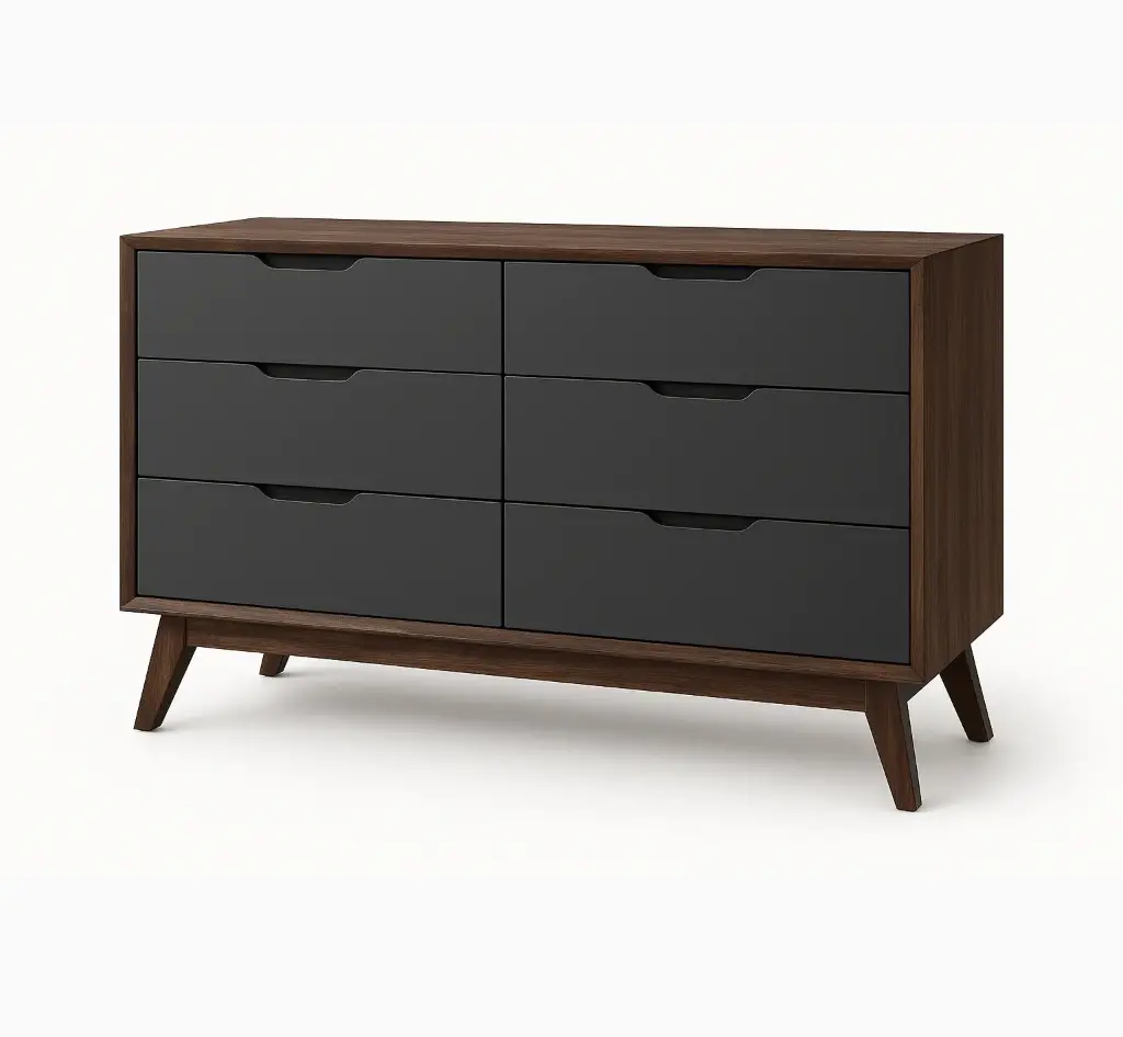 Mueble de guardado laminado con puertas laqueadas